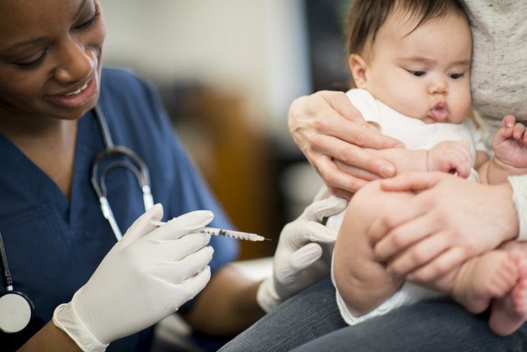 baby receives vaccination